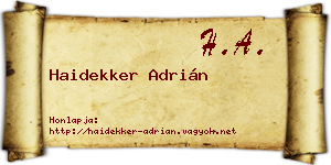 Haidekker Adrián névjegykártya